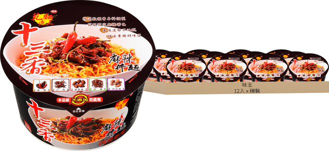 味王 十三香麻辣拌麵, 12入
