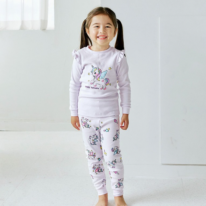 메이키즈 유아동 주니어 여아용 유니콘 스타 20수 후라이스 실내복 세트