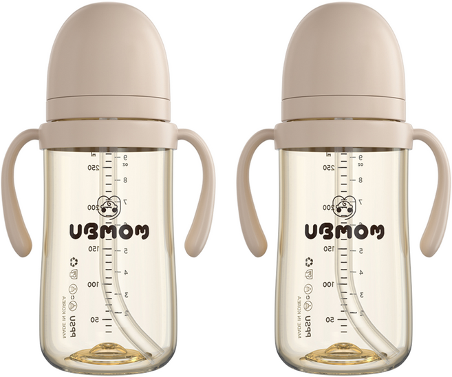 유비맘 시그니처 빨대컵, 280ml, 2개, 초코