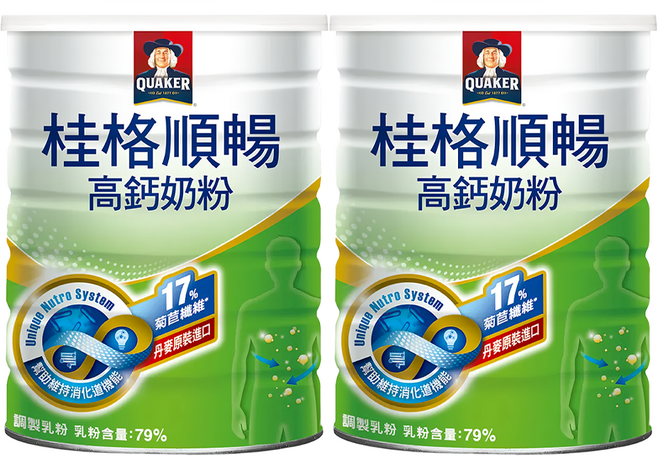 QUAKER 桂格 高鈣順暢奶粉, 750g, 2罐