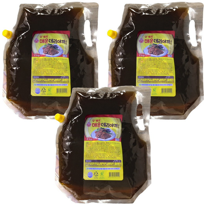 오뚜기 오쉐프 매운데리야끼 소스, 2kg, 3개
