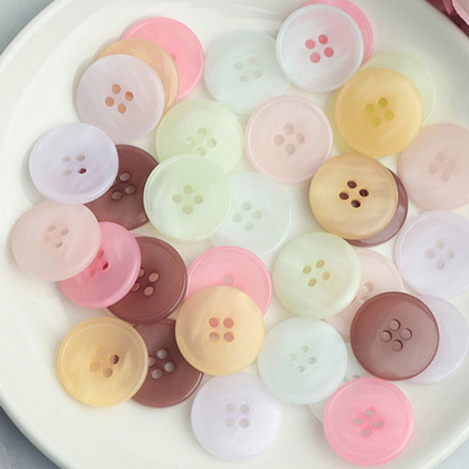 해피베어스 씨엘파스텔 믹스 18 mm 7컬러 단추, 혼합색상, 1세트