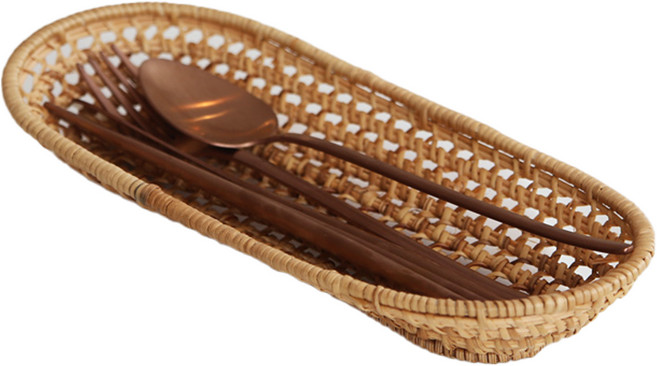 내일의공간 등나무 라탄 트레이 타원형, 1개