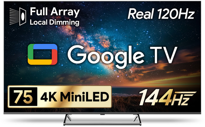 더함 4K UHD QLED 스마트 144Hz 로컬디밍 돌비 AI 구글3 게이밍 TV, 191cm(75인치), UA751MINILED SMART CINEMA144 24C1, 무타공 벽걸이형(추가비용발생), 방문설치