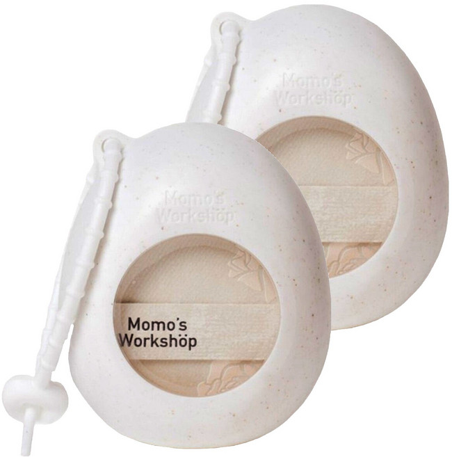 MoMo's Workshop 毛吉吉 玫瑰系列棉花糖氣墊粉撲2件組 蛋形 附收納盒, 緞光白, 2組