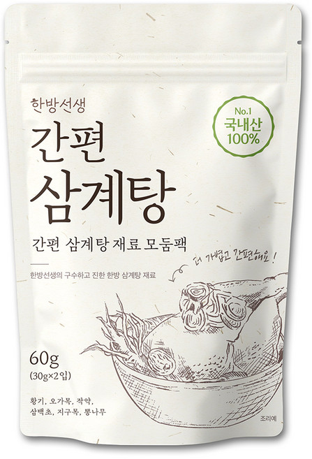 한방선생 국산 간편 삼계탕 재료, 60g, 1개