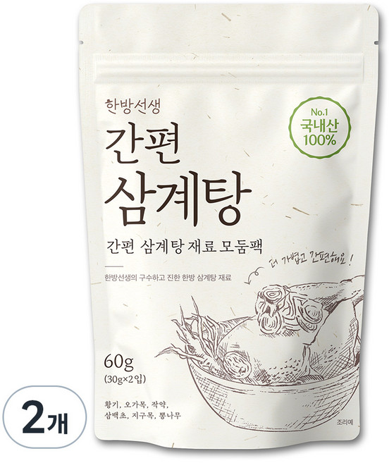 한방선생 국산 간편 삼계탕 재료, 60g, 2개
