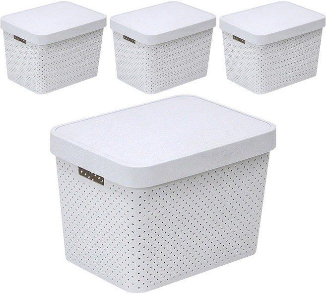 커버 바스켓, 그레이, 대(22.2 x 31.5 x 25 cm), 4개