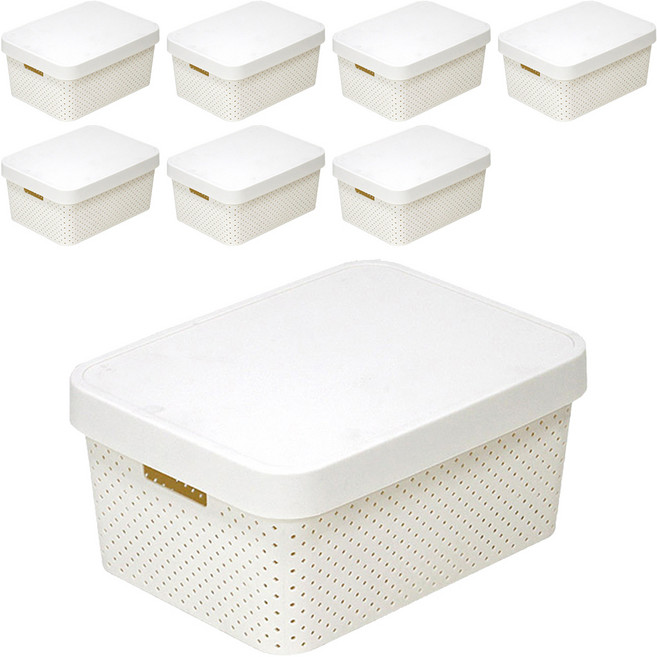 커버 바스켓, 아이보리, 중(23.5 x 33 x 16.8 cm), 8개