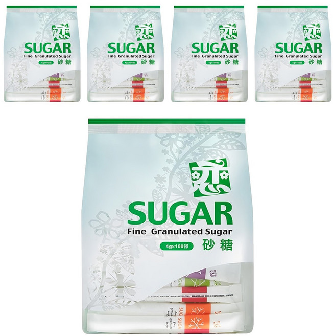 開元食品 戀 長條砂糖 100入, 400g, 5袋