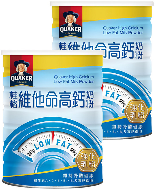 QUAKER 桂格 維他命高鈣奶粉, 825g, 2罐
