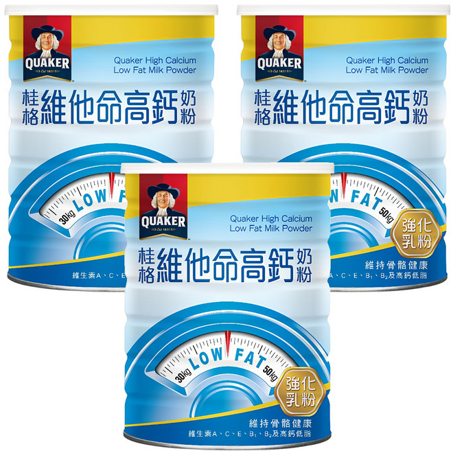 QUAKER 桂格 維他命高鈣奶粉, 825g, 3罐
