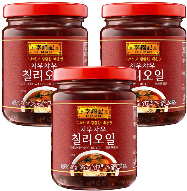 이금기 치우챠우 칠리오일, 205g, 3개