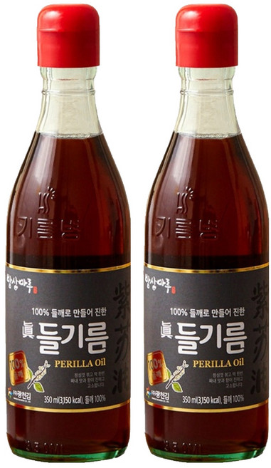 밥상마루 100% 들깨로 만들어 진한 들기름, 350ml, 2개