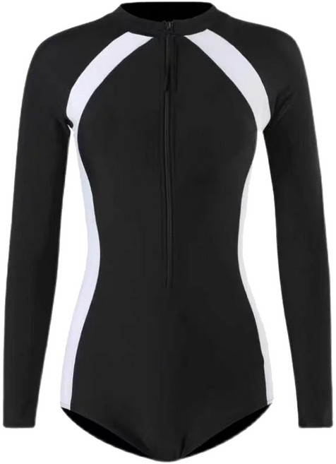 成人拉鍊連體泳衣, 黑底白條