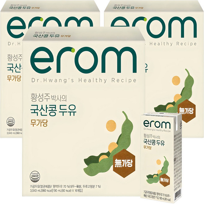 이롬 황성주 박사의 국산콩 두유 무가당, 190ml, 48개