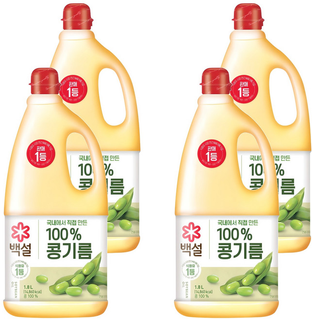 백설 콩기름, 1.8L, 4개