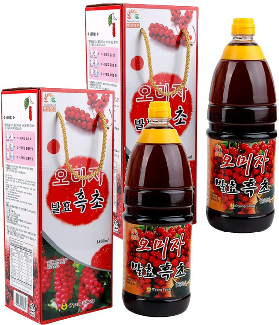 오양식품 오미자 발효흑초, 1.8L, 2개