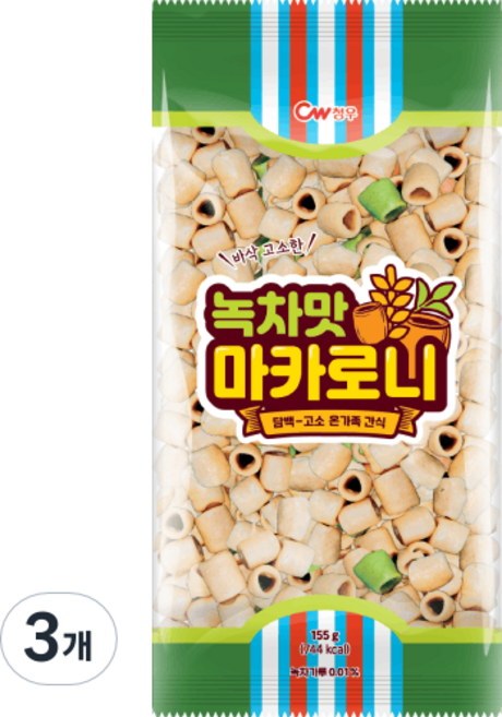 청우 녹차맛 마카로니, 155g, 3개