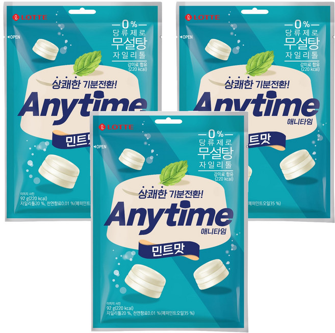 롯데웰푸드 애니타임 민트, 92g, 3개