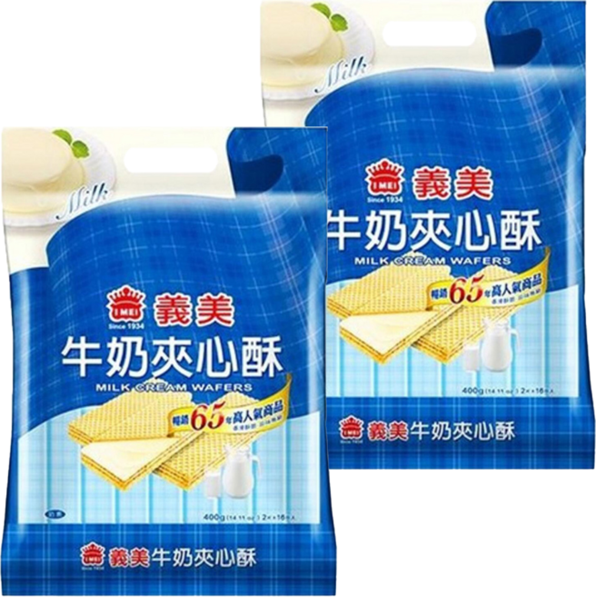 義美 夾心酥 牛奶, 400g, 2袋