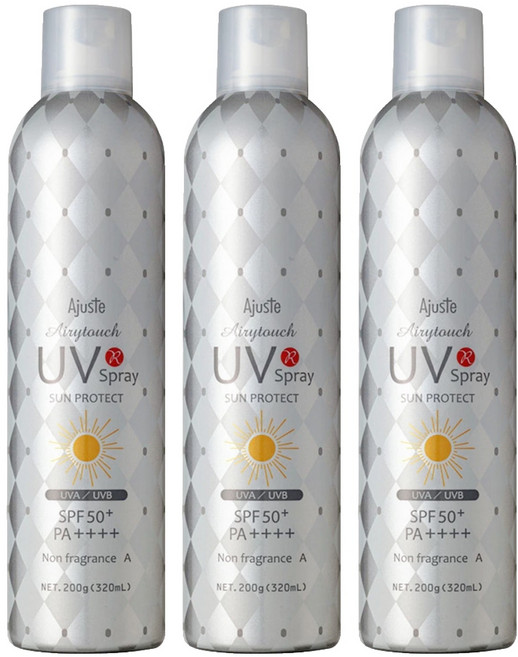 Ajuste 愛伽絲 高效防曬噴霧 SPF50+ PA++++ 無香料 防水防汗, 3瓶, 320ml