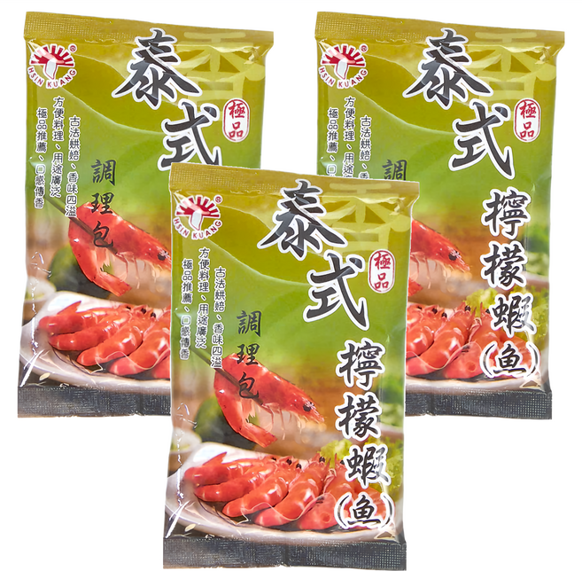 新光洋菜 泰式檸檬蝦, 3包, 30g