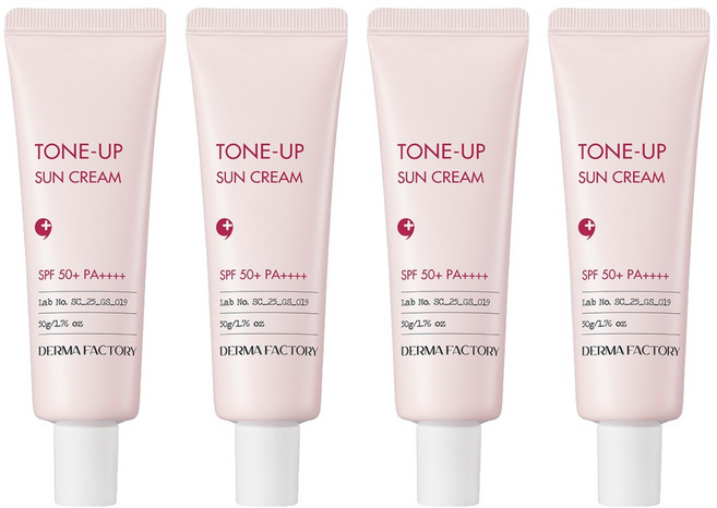 더마팩토리 무기자차 톤업 선크림 SPF50+ PA++++, 50g, 4개