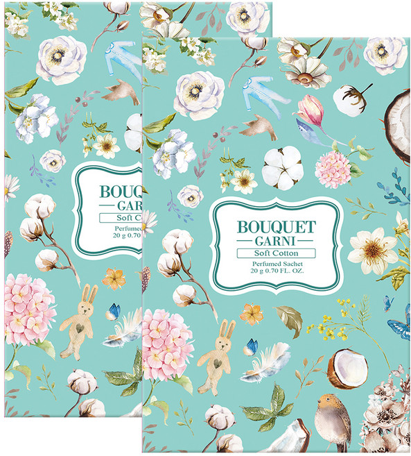 부케가르니 퍼퓸드 샤쉐 옷장방향제 본품, 20g, 2개, 소프트코튼