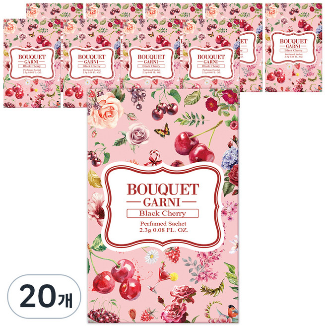 부케가르니 퍼퓸드 샤쉐 옷장방향제 본품, 2.3g, 20개, 블랙체리