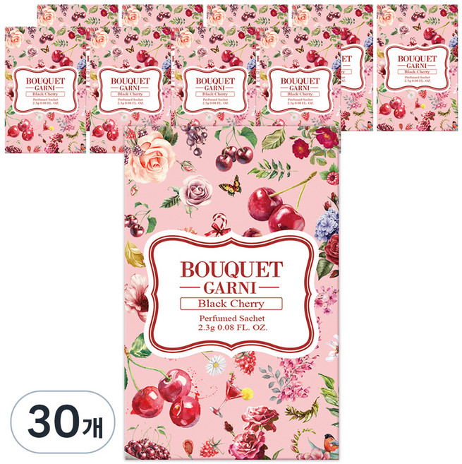 부케가르니 퍼퓸드 샤쉐 옷장방향제 본품, 2.3g, 30개, 블랙체리