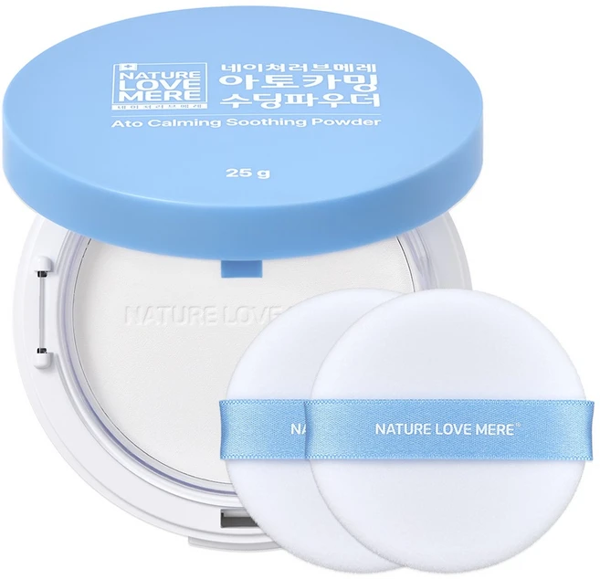 네이쳐러브메레 아토카밍 수딩파우더 무향+퍼프 2개, 1세트, 25g - 쿠팡