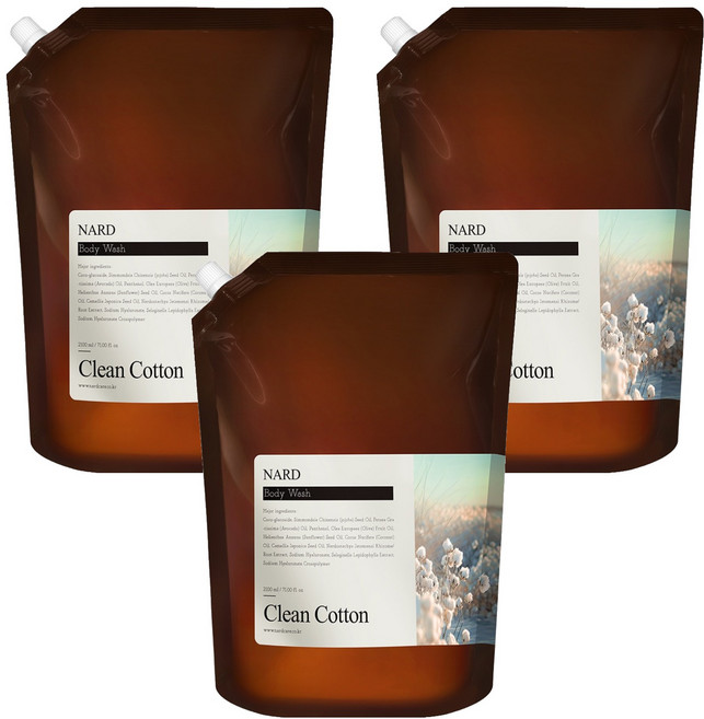 나드 부케가르니 리프레쉬 퍼퓸드 바디워시 클린코튼 리필, 3개, 2.1L