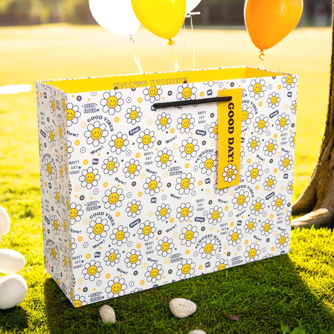 좋은기븐 스마일데이지 쇼핑백, 화이트, 5개