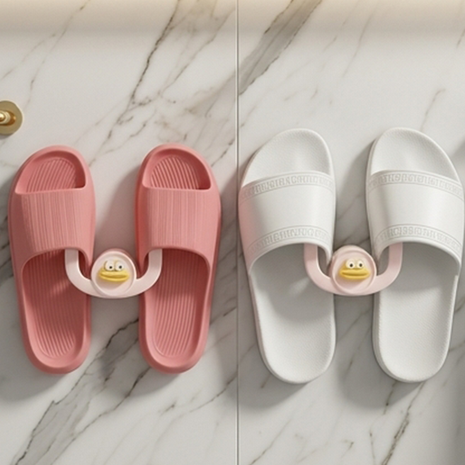 블랙조인 무타공 슬리퍼 걸이 욕실화 거치대, 핑크, 2개