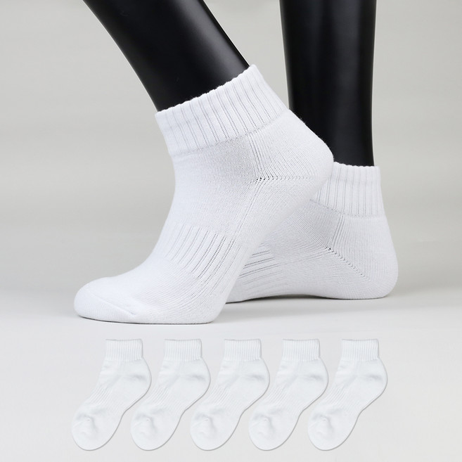 이지레그 여성용 이중바닥 스포츠 런닝 단목 양말, 화이트, 5개