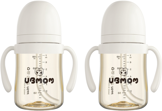 유비맘 시그니처 빨대컵, 200ml, 2개, 구름