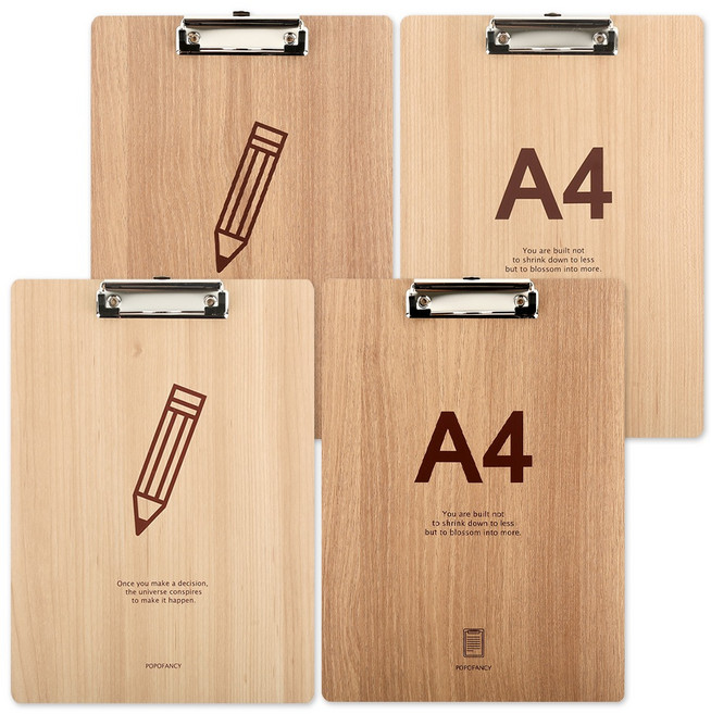 포포팬시 심플 우드 클립보드 A4 230 x 320 mm, 랜덤발송, 4개