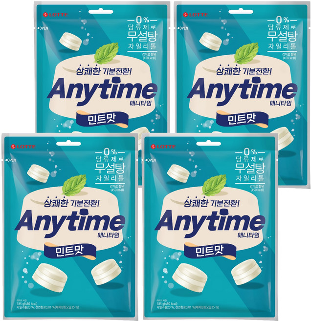 롯데웰푸드 애니타임 민트맛, 185g, 4개