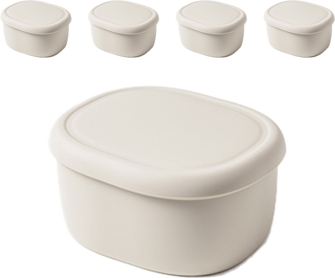 키친팩토리 파스텔 실리콘 라운드 밀폐용기 아이보리, 5개, 200ml