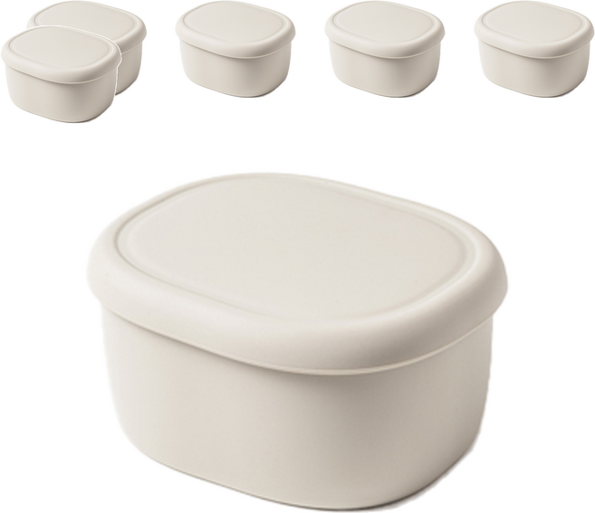 키친팩토리 파스텔 실리콘 라운드 밀폐용기 아이보리, 6개, 200ml