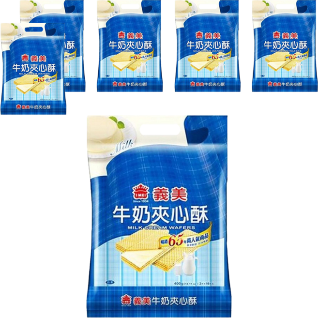義美 夾心酥 牛奶, 400g, 6袋