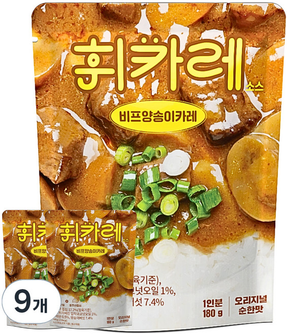 휘카레 한남동 비프양송이카레 순한맛, 180g, 9개