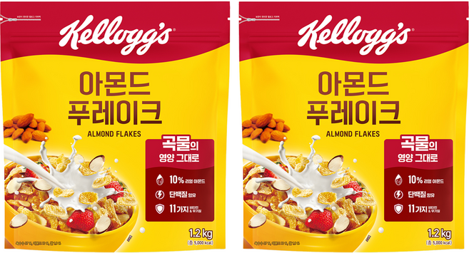 켈로그 아몬드 푸레이크 시리얼, 1.2kg, 2개
