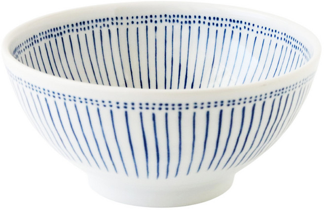 NICOTT 陶瓷藍色條紋麵碗 厚實陶瓷材質, 條紋, 1個