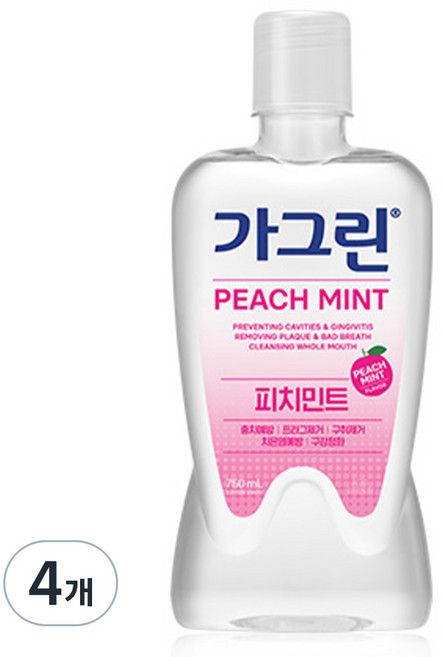 가그린 피치민트 구강세정제, 750ml, 4개