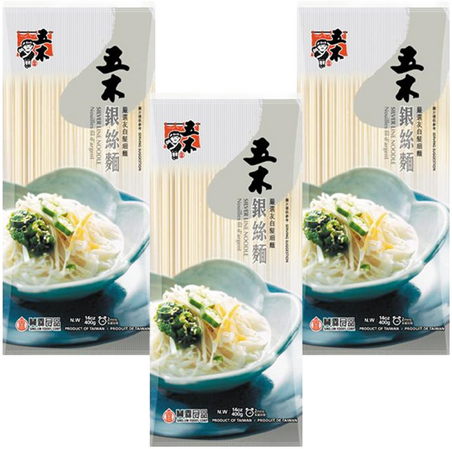 五木 銀絲麵 純素, 400g, 3包