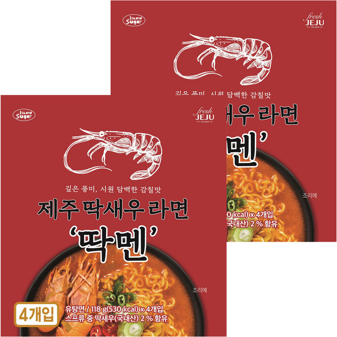 컬러슈가 제주딱새우라면 딱멘 118g, 8개