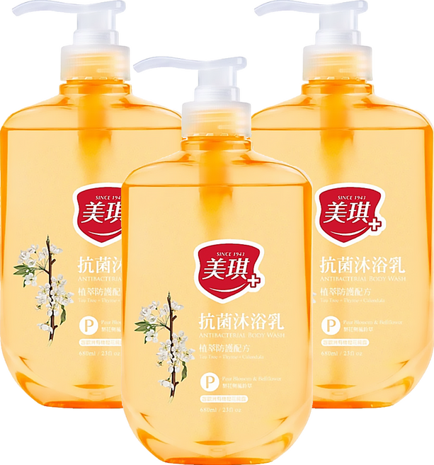 美琪 抗菌沐浴乳 梨花與風鈴草 三重植萃防護配方, 3瓶