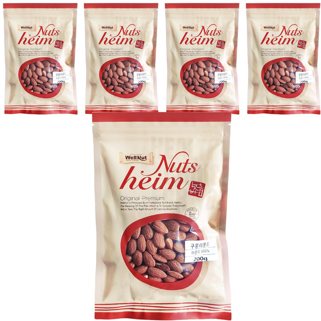 웰넛 자연두레 구운 아몬드, 200g, 5개